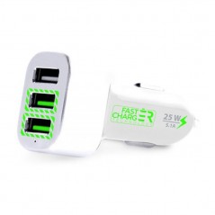 Scopri Puro Mini CaricaBatteria da Auto Fast Charger 3 Usb 5.1A Bianco in dettaglio