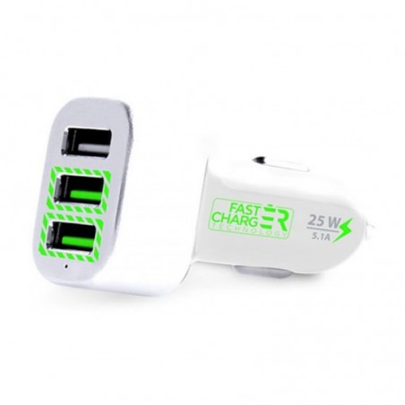 Photo of Puro Mini Car Battery Charger Fast Charger 3 Usb 5.1A White - Puro