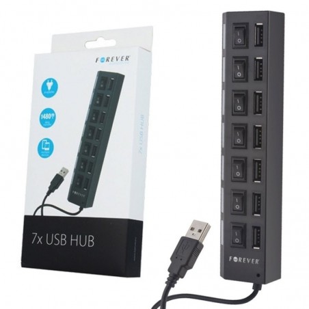 Compra Forever HUB 7 porte USB Nero online