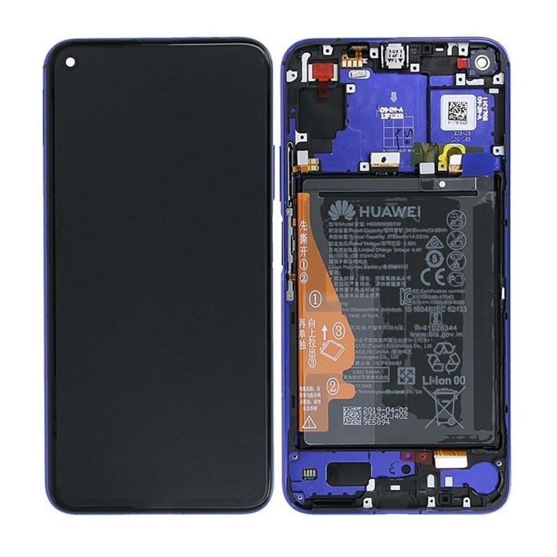 Huawei SERVICE PACK Display LCD ORIGINALE + Frame e Batteria Per NOVA 5T / Honor 20 | Blu