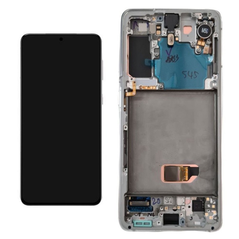 Samsung SERVICE PACK Display LCD ORIGINALE + Frame Per Galaxy G991 S21 5G | Bianco