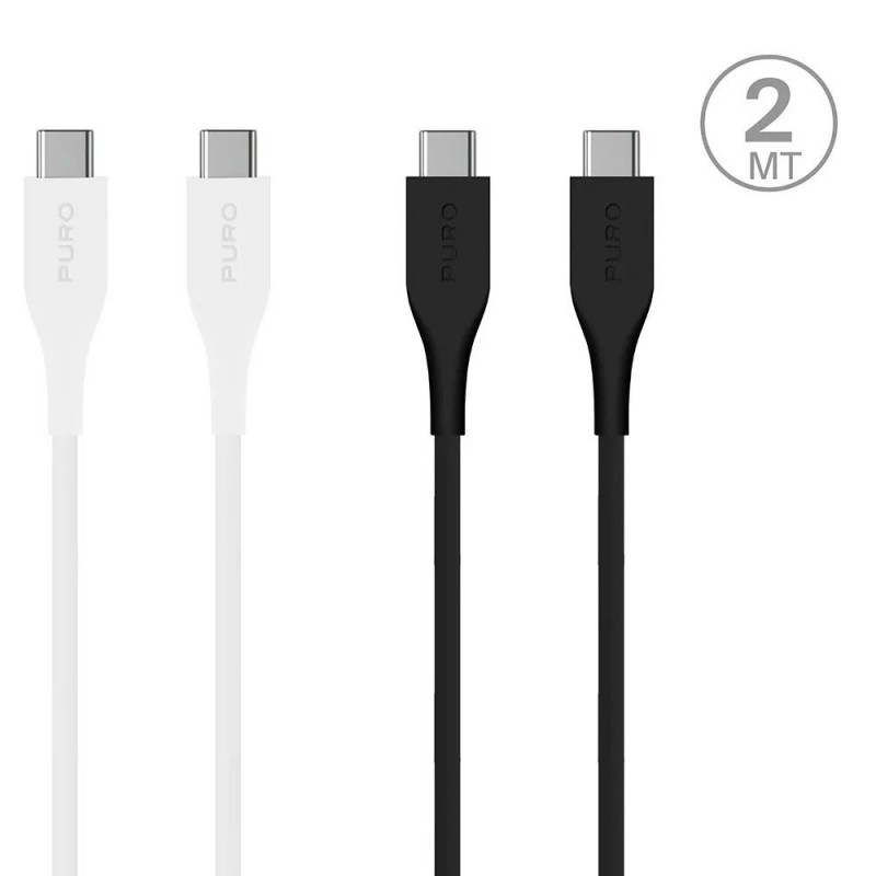 Pure PLAIN TPE USB Type-C to Type-C 2.0 Cable - 2m | Black and White