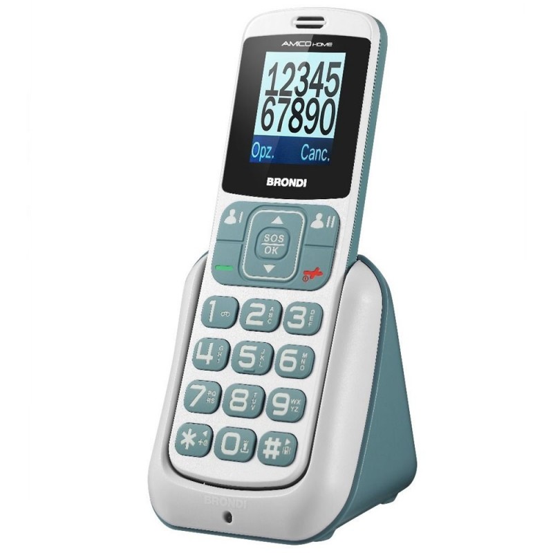 BRONDI AmicoHome Senior Cell Phone with Dual SIM and Remote Control | White and Gray