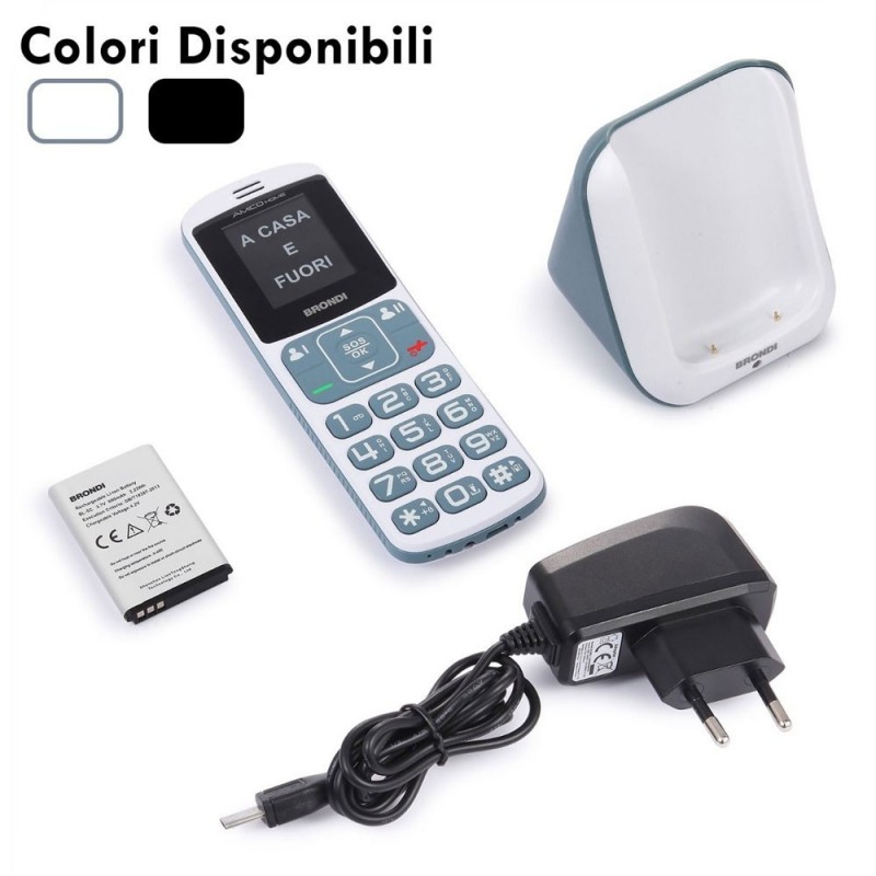 BRONDI Amico Home Telefono Cellulare Senior DualSim Controllo Remoto | Nero