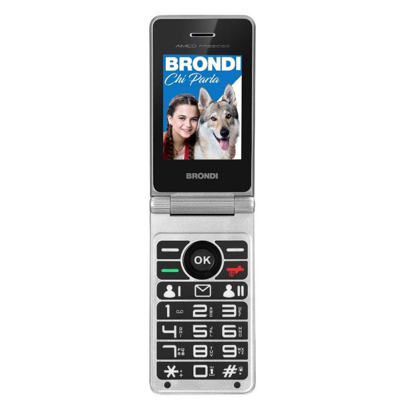 BRONDI Amico Prezioso Senior Cell Phone Dual SIM 1.3 MP Camera Remote Control | Metal Blue