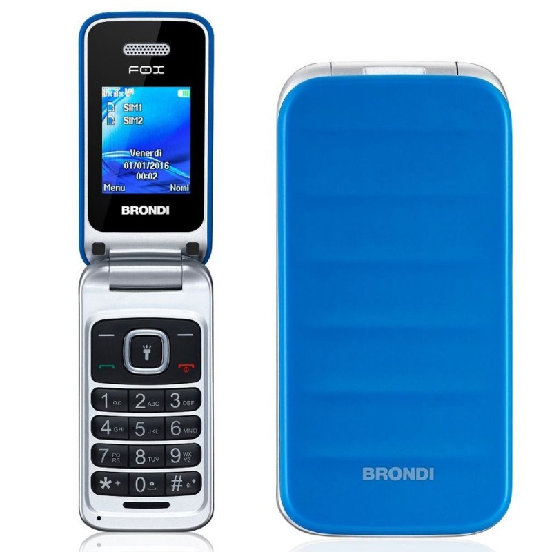 BRONDI FOX GSM Quad Band Dual Sim Flip Cell Phone | Blue