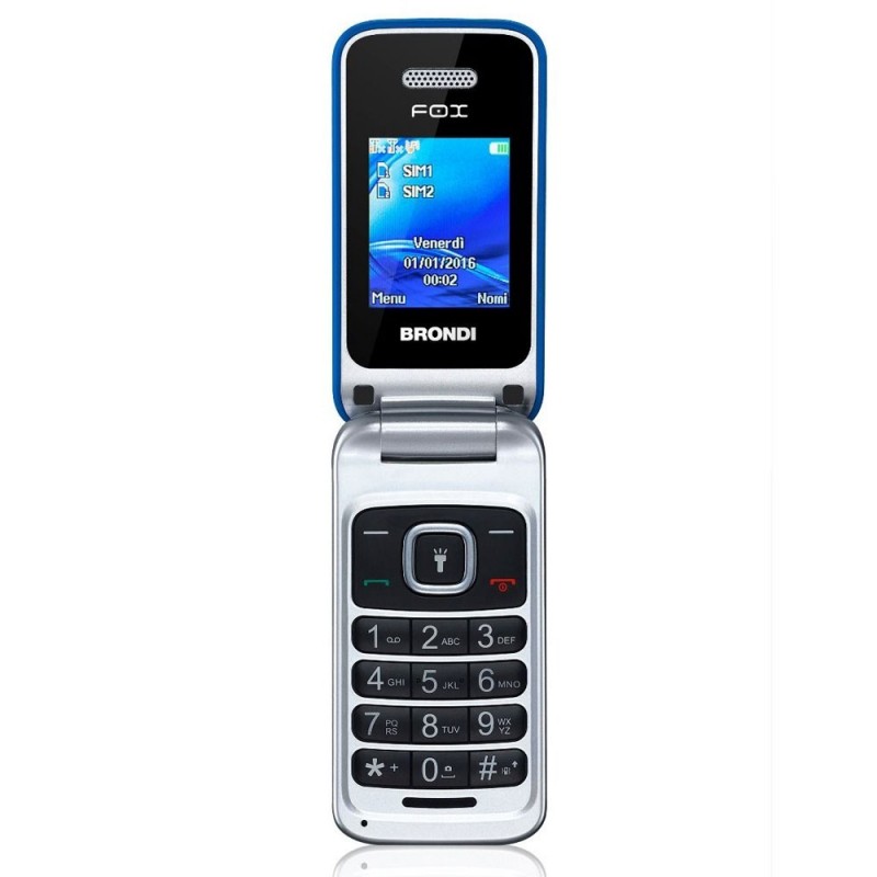 BRONDI FOX GSM Quad Band Dual Sim Flip Cell Phone | Blue