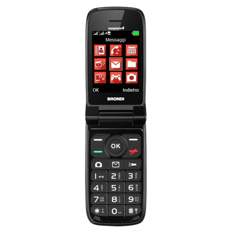 Brondi MAGNUM 4 Cellulare GSM QUADRI band Maxi Display Dual Sim Fotocamera | Nero