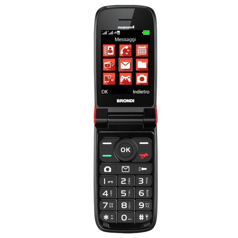 Brondi MAGNUM 4 GSM Quad Band Cell Phone with Maxi Display, Dual Sim, Camera | Red