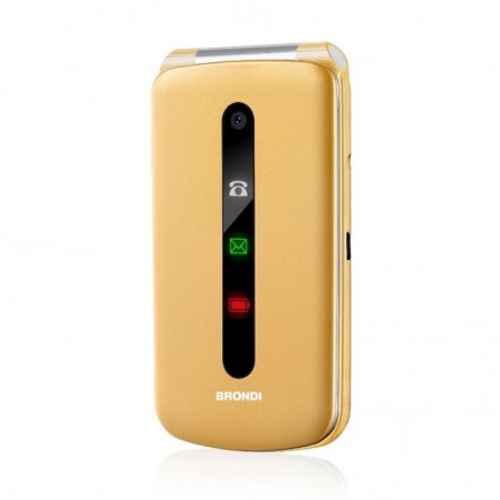 Brondi PRESIDENT Cellulare Ultra Sottile e con Icone LED sul Flip Fotocamera 1.3MP Dual Sim | Gold