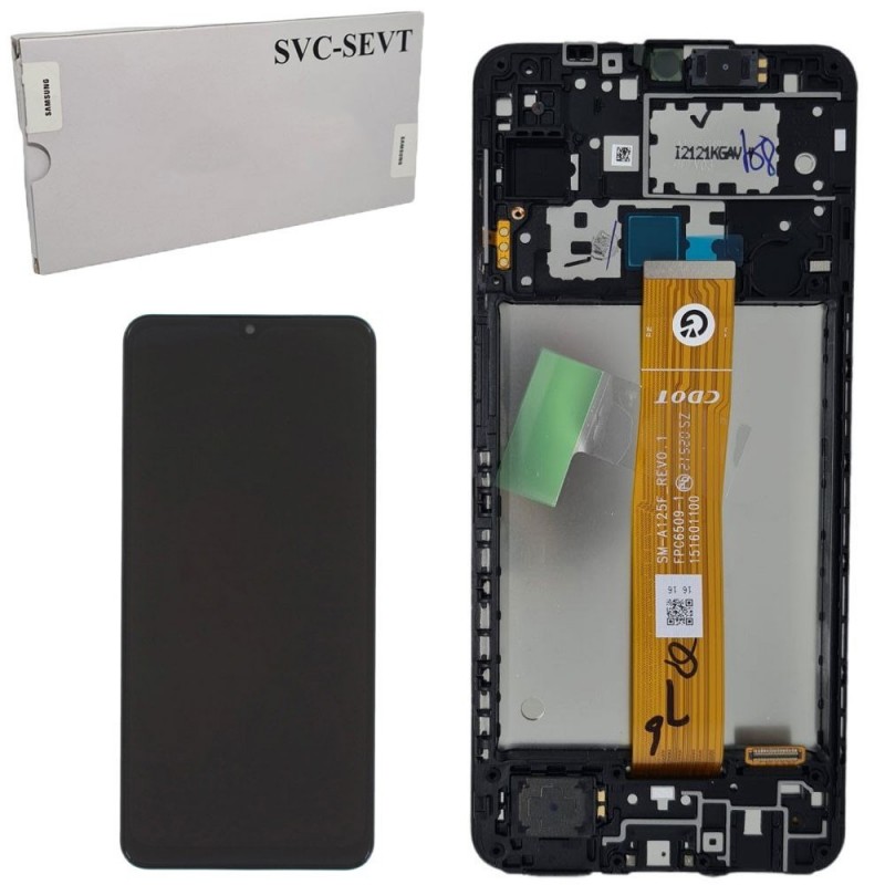 Samsung SERVICE PACK Display LCD ORIGINALE + Frame Per Galaxy A12 2021 A127 FLAT A125