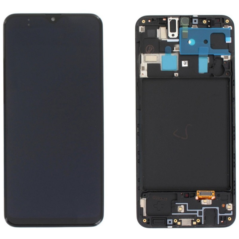 Samsung SERVICE PACK Display LCD ORIGINALE + Frame Per Galaxy A205 A20 2019 - M107 M10S 2019 Nero