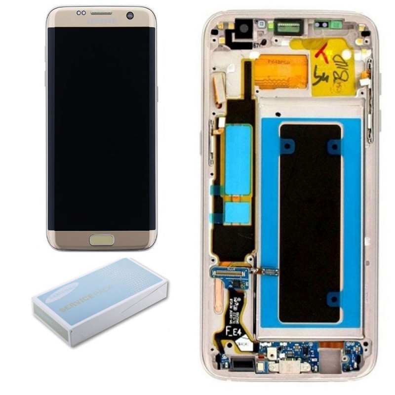 Samsung Service Pack Original LCD Display + Frame For Galaxy G935 S7 Edge | Gold