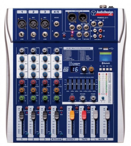 Scopri AUDIODESIGN PRO Mixer professionale 3+1+1 canali - USB e BT in dettaglio