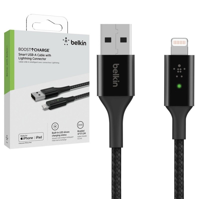 Belkin BOOST CHARGE USB-A to Lightning Charging Cable with Smart LED | Black