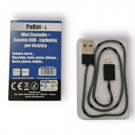 Acquista BRAVO Cavetto di Ricarica POKET-L Mini Custodia + Cavetto USB - Ligthning 51cm su Smartness