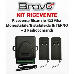 Acquista Bravo Kit Ricevente Universale 433Mhz Da Interno Per Cancelli Automatici e Altri Usi + 2 Radiocomandi in vendita
