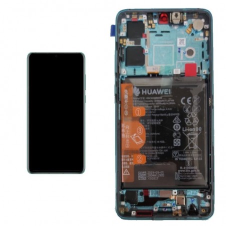 Foto di Huawei SERVICE PACK Display LCD ORIGINALE + Frame e Batteria Per P30 | ELE-L29 ELE-L09 ELE-L04 | Aurora Blue | New - Hua
