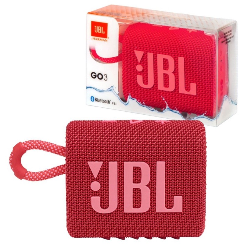 JBL GO 3 Bluetooth Speaker Portable Waterproof and Dustproof IP67 Case | Red