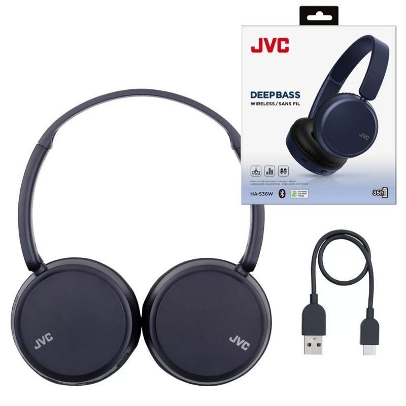 JVC Cuffie DEEPBASS WIRELESS On-Ear Bluetooth HA-S36W-A-U | BLU