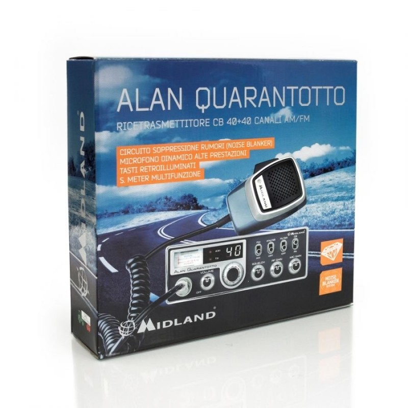 MIDLAND ALAN 48 Quarantotto Radio CB Ricetrasmittente Veicolare 40 Can. AM/FM
