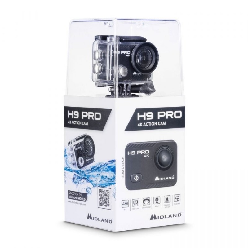 MIDLAND H9 PRO ACTION CAM 4K WI-FI Videocamera con Custodia Waterproof 30MT Accessori Inclusi