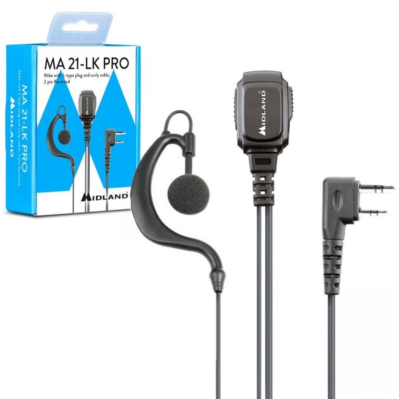 MIDLAND MA21-LK PRO Headset with L-Shaped Microphone and 2-Pin Kenwood Socket