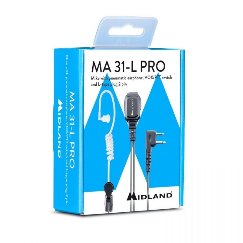MIDLAND MA31-L PRO Microfono con Auricolare Pneumatico con Selettore VOX/PTT