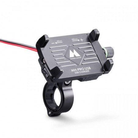 Discover MIDLAND MH-PRO USB Motorcycle Mount for Smartphone with Charger included details
