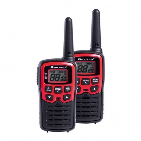 Midland XT10 Dual Band Walkie Talkie Radio Transceiver | Black and Red