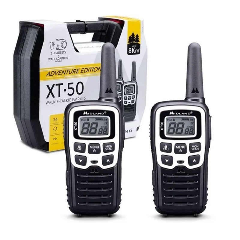 Midland XT50 Dual Adventure Walkie Talkie Radio Transceivers | Black