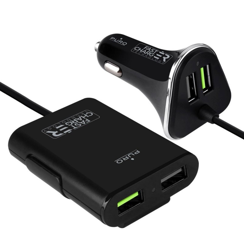 Pure Car Charger Fast 2 Usb + Hub 2 USB ports 6.8A Black Pure Car Charger Fast 2 Usb + Hub 2 USB ports 6.8A Black