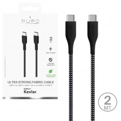 Product image Puro Cavo in Tessuto con Kevlar Ultra Strong da USB-C a USB-C 2.0 - 30W - 480MBps - 2mt | Nero