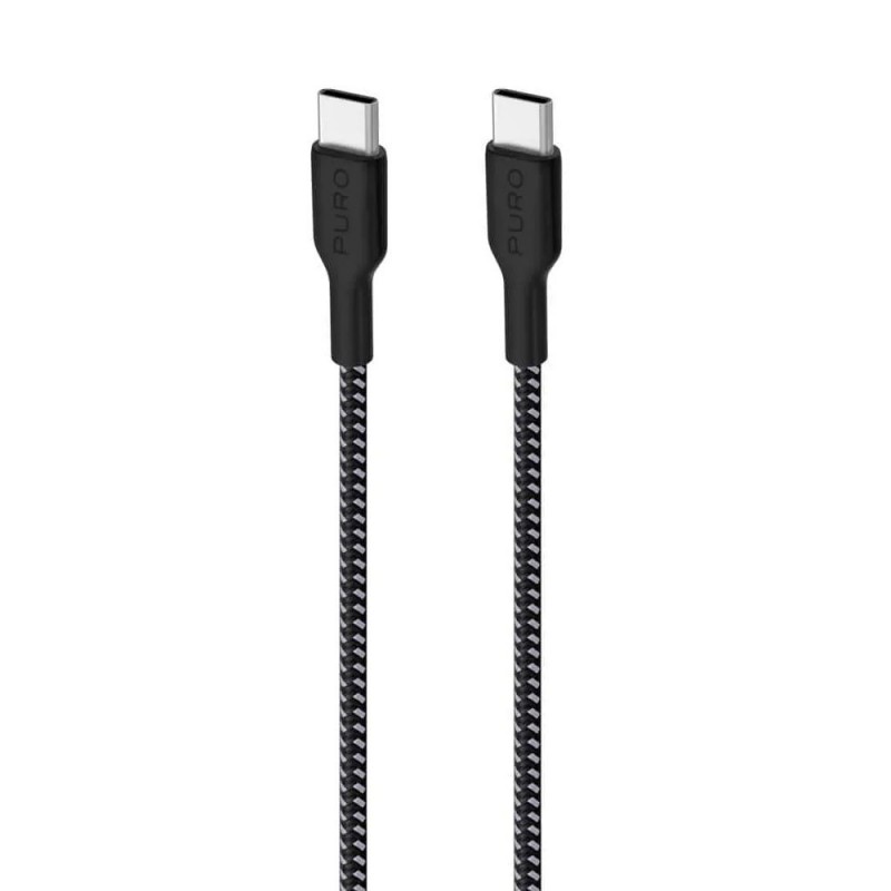 Puro ULTRA STRONG USB-C to USB-C 2.0 Fabric Cable with Kevlar - 30W - 480MBps - 2m | Black Puro ULTRA STRONG USB-C to USB-C 2.0 Fabric Cable with Kevlar - 30W - 480MBps - 2m | Black