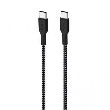 Puro Cavo in Tessuto con Kevlar ULTRA STRONG da USB-C a USB-C 2.0 - 30W - 480MBps - 2mt | Nero