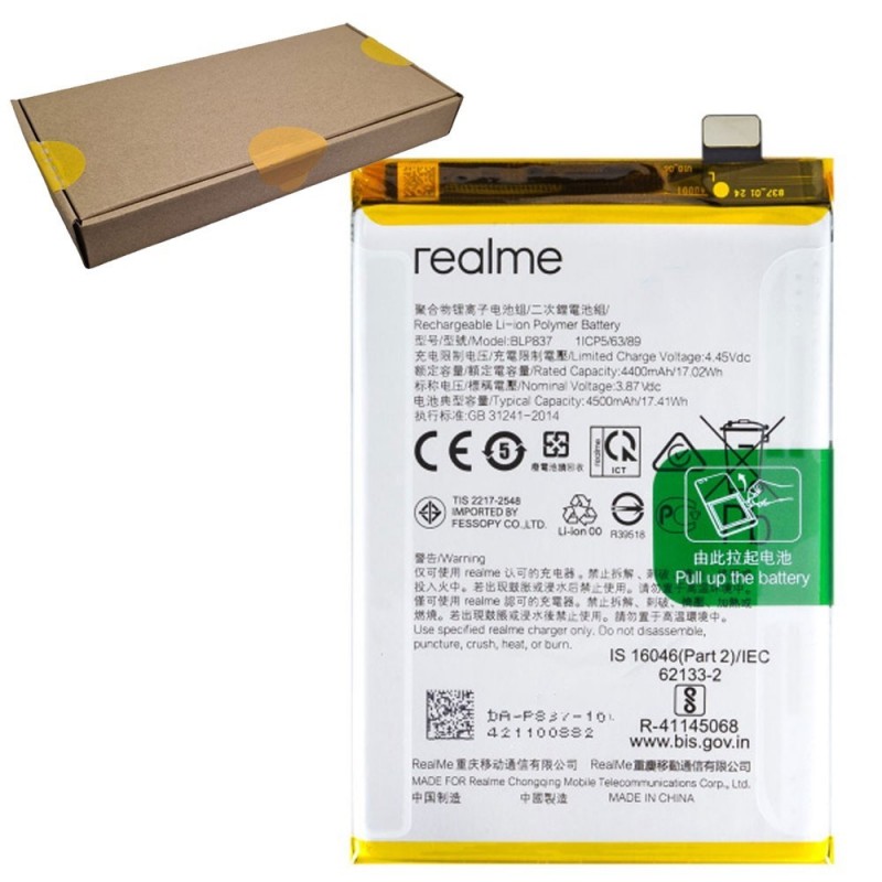  Realme Service Pack Original BLP837 Battery for 8 Pro / 9 Pro Plus | RMX3081 RMX3392 RMX3393