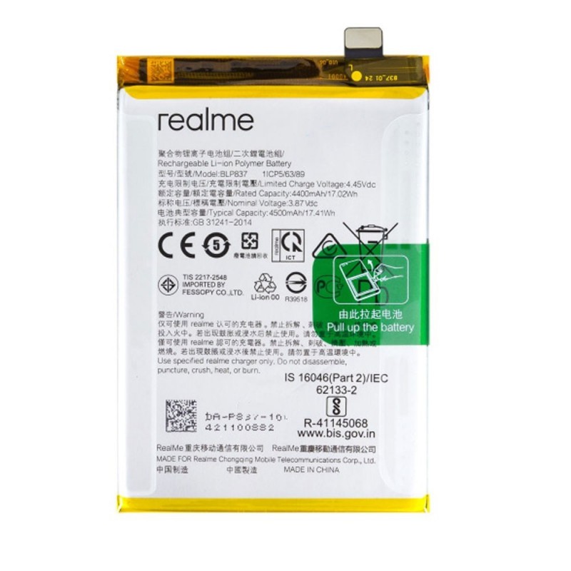  Realme Service Pack Original BLP837 Battery for 8 Pro / 9 Pro Plus | RMX3081 RMX3392 RMX3393