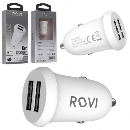 Acquista Rovi Caricabatteria da Auto 2 porte USB Car Charger 2.4A | Bianco in vendita