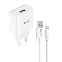 Rovi Rovi Travel Charger Kit ST450L Caricabatteria USB-A + Cavo da USB-A a Lightning 2.1A | Bianco for sale