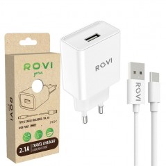 Buy Rovi Travel Charger Caricabatteria + Cavo Type C / USB, 2.1A Pack Green 1m online
