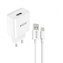 Rovi Rovi Travel Charger Caricabatteria + Cavo Type C / USB, 2.1A Pack Green 1m for sale