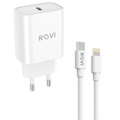 Discover Rovi Fast Charger Type C + Cavo Type C / Lightning 20W PD Pack Green | Bianco details