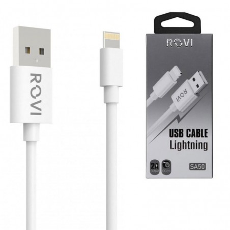 Discover Rovi Elegant Lightning PVC Charging Cable SA50 1mt 2A |&nbsp;White details