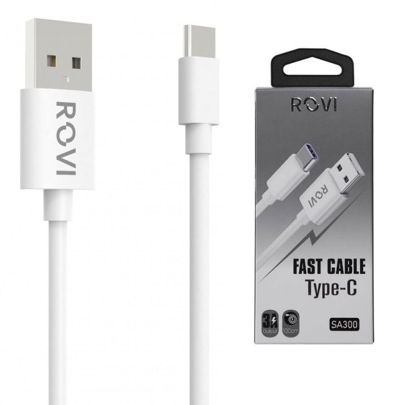 Rovi Elegant Cavo di Ricarica SA300 da USB-A a USB-C in PVC 1mt 3A | Bianco