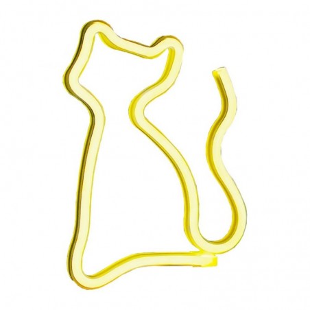 ROVI Forever Light Lampada Neon Luce Led Decorativo USB PLUG Switch On-Off | Gatto Giallo