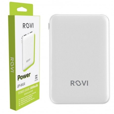 Compra ROVI Power Bank OP-845A 5000MAH Caricabatterie Portatile 2 Porte USB-A 1 USB-C | Bianco online