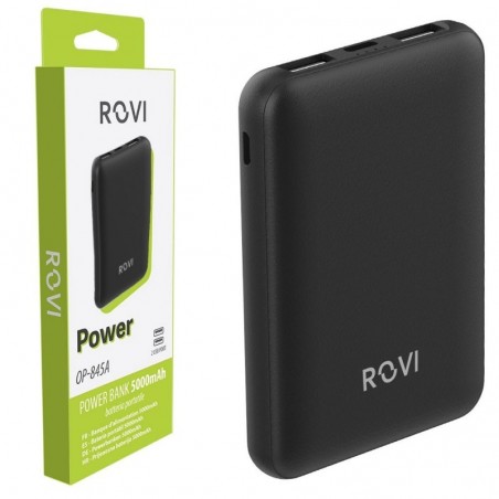 Compra ROVI Power Bank OP-845A 5000MAH Caricabatterie Portatile 2 Porte USB-A 1 USB-C | Nero online