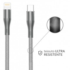 Scopri Rovi Sport SA41I Cavo di Ricarica in Nylon da Lightning a USB-C 1mt 3A | Silver in dettaglio
