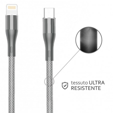Scopri Rovi Sport SA41I Cavo di Ricarica in Nylon da Lightning a USB-C 1mt 3A | Silver in dettaglio