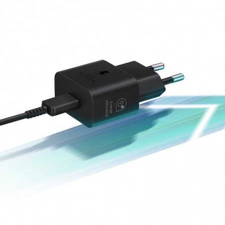 Samsung EP-T2510XBEG 25W Ultra Fast Charger USB-C Adapter + Type-C Cable in Blister Pack | Black